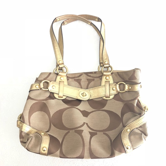 Coach Handbags - Coach Carly Purse Signature Canvas Small Tote